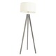 image 4 of ValueLights Jackson Grey Wood Tripod Floor Lamp with White Fabric Lamp Shade and LED Bulb