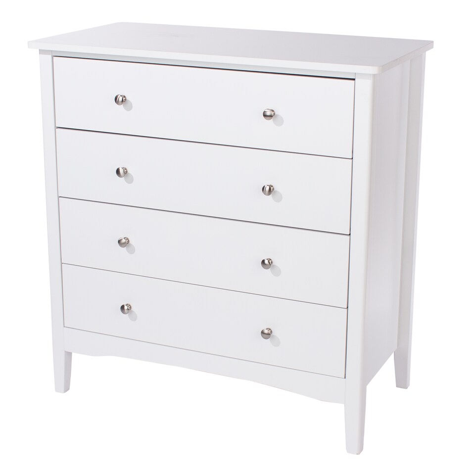 image 1 of Como 4 Drawer Chest of Drawers - Shaker Style Bedroom Storage Cabinet with Compact Design | White | White | 1