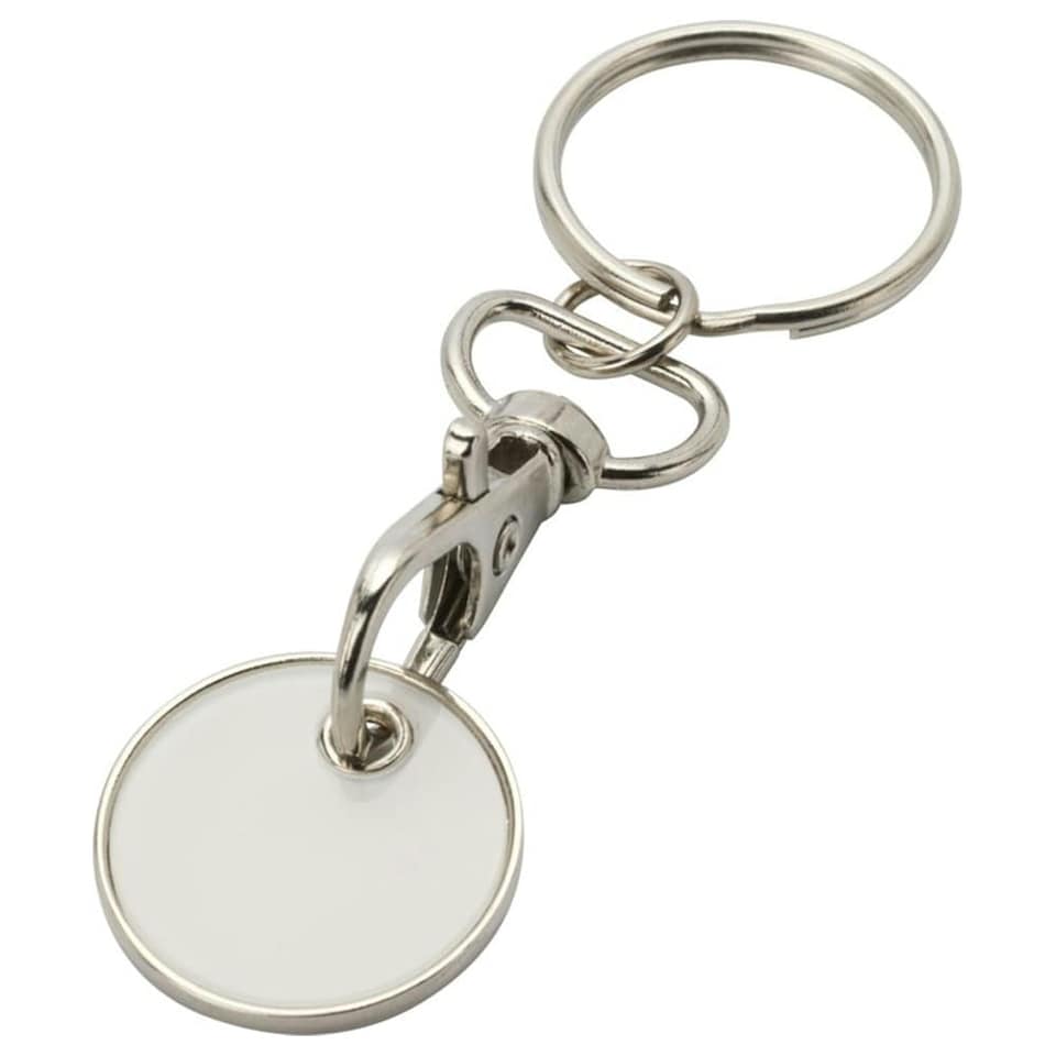 image 1 of Rory Trolley Coin Shopping Trolley Keyring - White - One Size