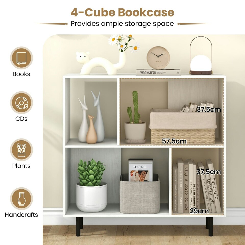 image 1 of COSTWAY Open Shelf Bookcase Cube Bookshelf White White