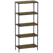 Vida Designs Brooklyn 5 Tier Bookcase Industrial Style Display Storage, Dark Wood