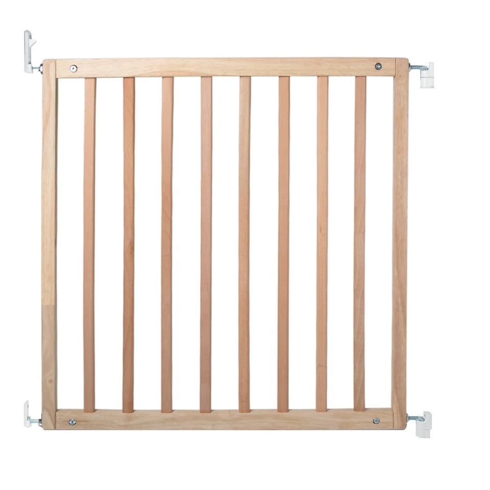 image 1 of Safetots Simply Secure Wooden Gate, 72cm - 79cm, Natural, Wooden Stair Gate, Screw Fit Baby Gate, Safety Barrier
