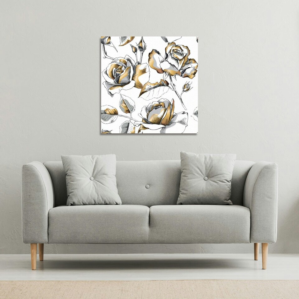 image 1 of Golden Roses (Canvas Print) 61 x 61 x 4cm