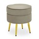 image 1 of Interiors by Premier Grey Velvet Round Footstool, Ottoman Small Footstool with Soft Upholstery, Velvet Pouffe for Home