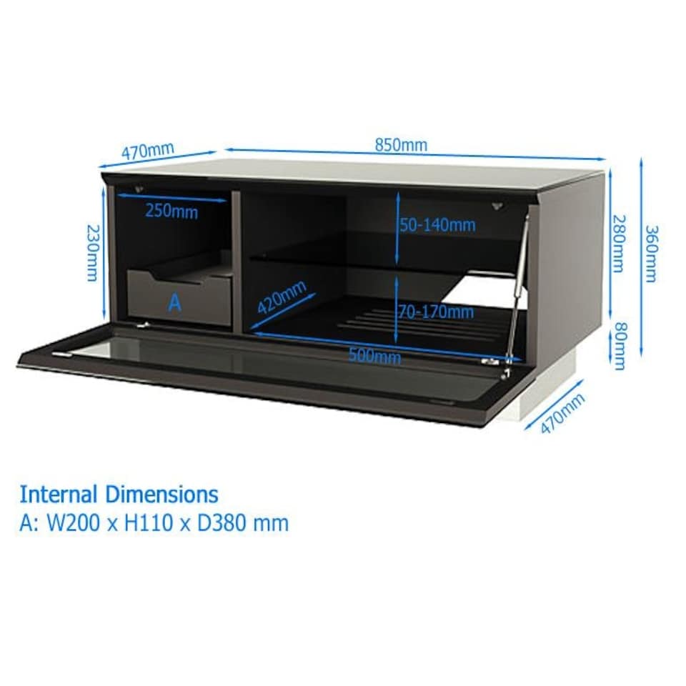 image 1 of Alphason Element TV-Stand with 1 Flap Grey, 850mm Grey | Grey