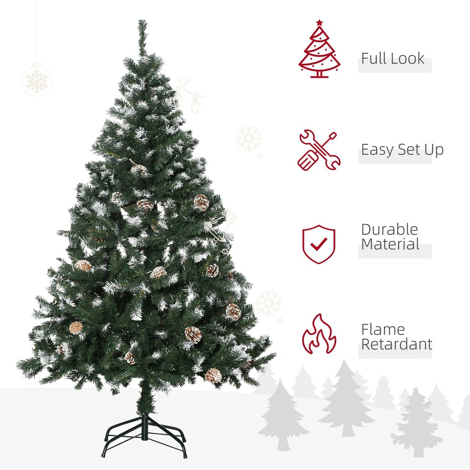 image 1 of HOMCOM 5FT Artificial Christmas Tree Xmas Indoor Decoration, Automatic Open