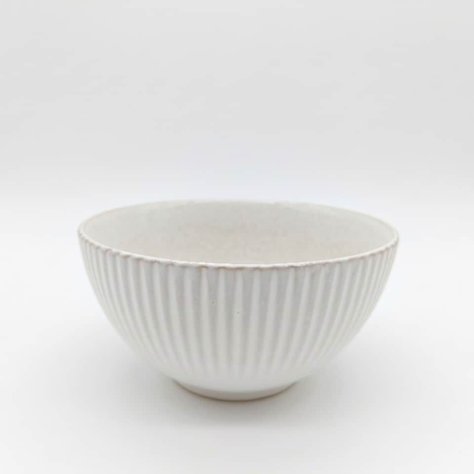 image 1 of Reactive Cream Glaze Dinnerware Cereal Bowl 6pc Set 15cm