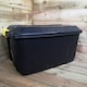 image 2 of 75L Heavy Duty Trunk on Wheels Sturdy, Lockable, Stackable and Nestable Design Storage Chest with Clips in Black