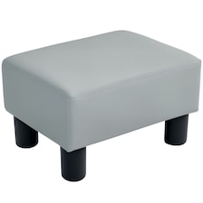 HOMCOM Chic Faux Leather Footstool Small Footrest with 4 Plastic Legs, Grey | Grey | One size | 1