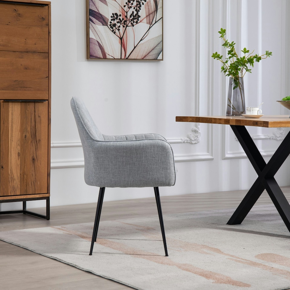 image 1 of Set of 2 Carrara Fabric Dining Chairs - Light Grey
