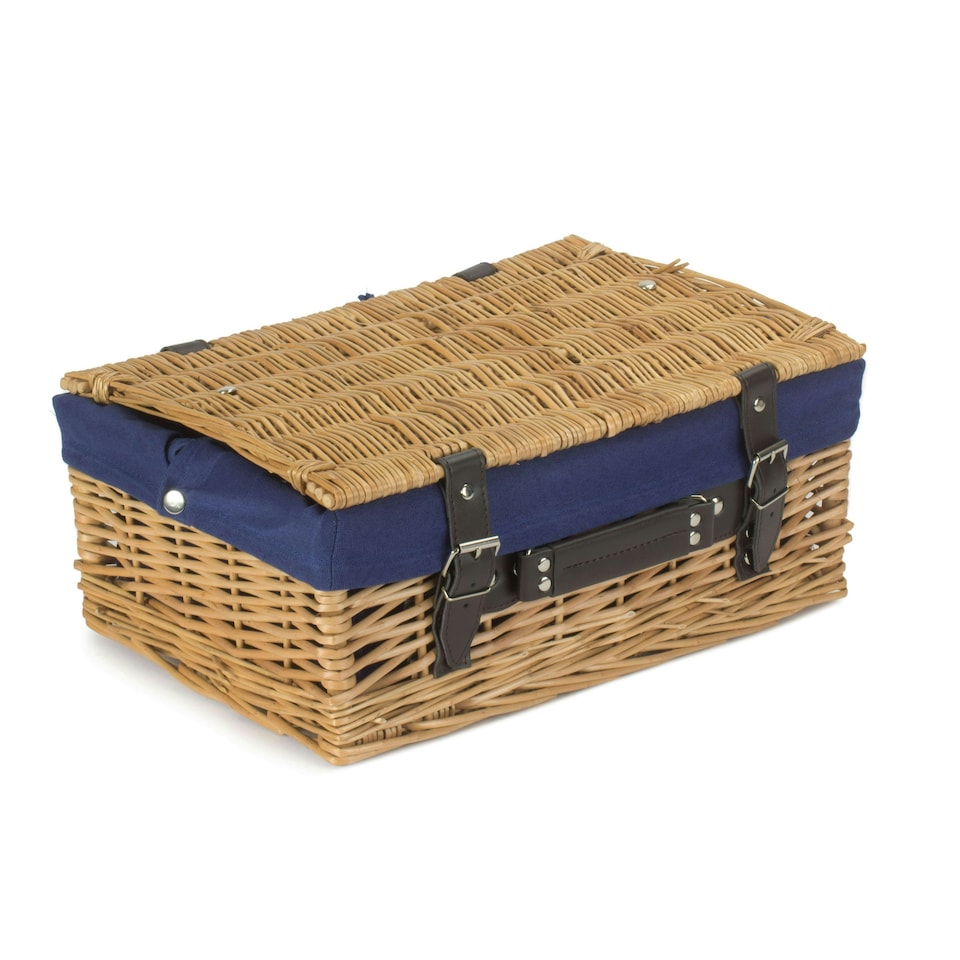 image 1 of 36cm Wicker Picnic Basket with Lining Blue | Blue | One Size