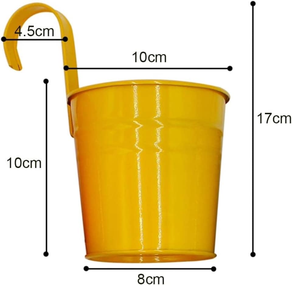image 1 of Large Metal Flower Pot Vase Bucket Hanging Garden Planter without Drainage Hole, Balcony Home Decor, Detachable Hook NO HOLE | Multi