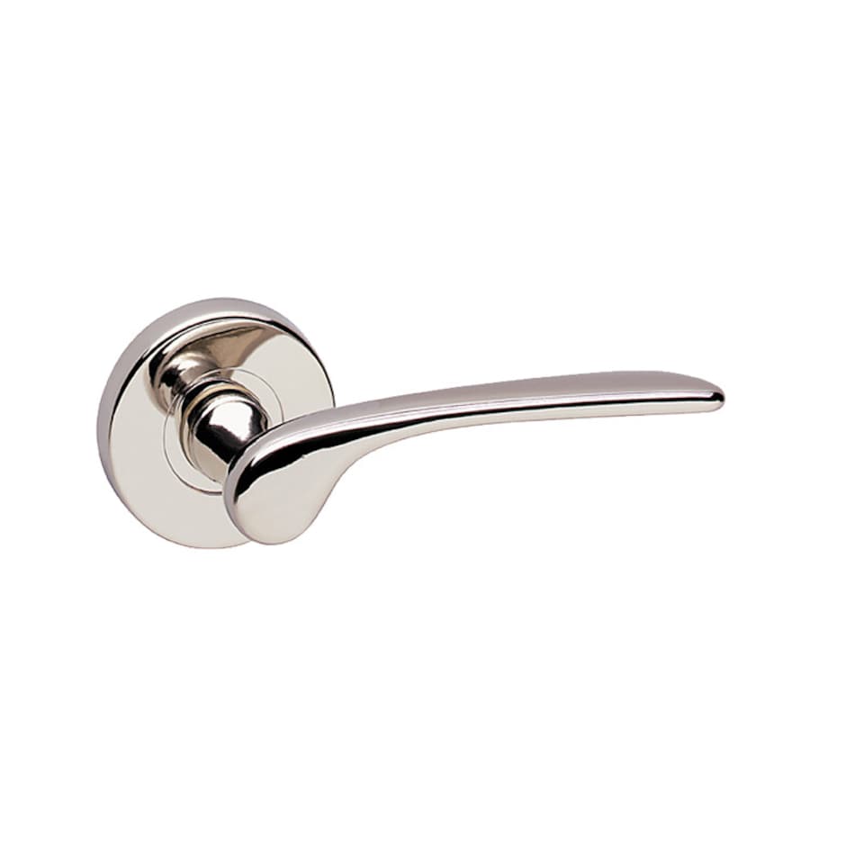 image 1 of Como Metal Lever Latch Door Handles Set Rose Internal & External | Silver | 6x Polished Nickel Rose
