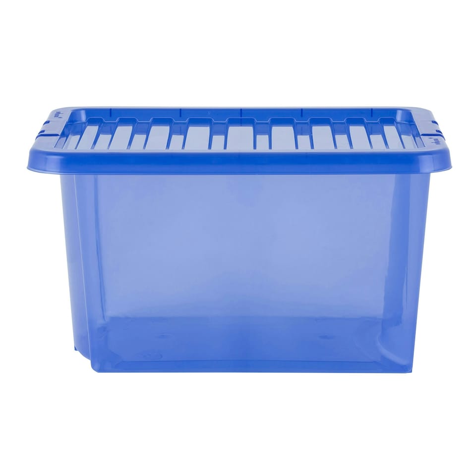image 1 of Wham Crystal 5 x 28L Stackable Plastic Storage Boxes with Lids Blue