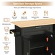image 4 of VILUXE Mobile Kitchen Island with Foldable Worktop, Drawer, Adjustable Cabinets, 3 Door Spice Racks, Towel Rail and 5 Wheels, Black and Natural Wood