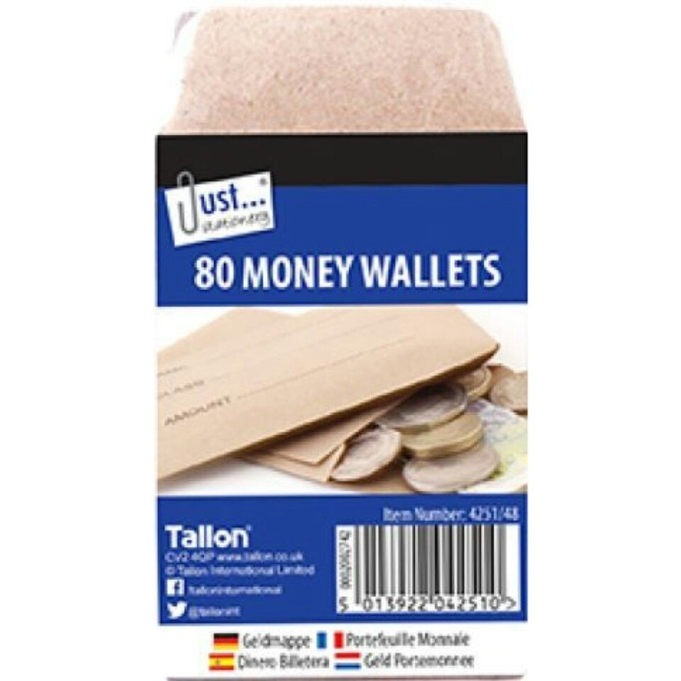 Just Stationery 70x105mm Money Envelope ( 80 Wallets) Tesco Groceries