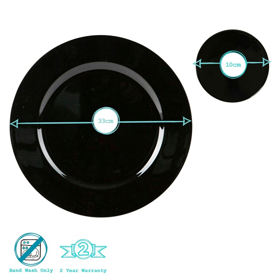 image 1 of Argon Tableware 12 Piece Metallic Charger Plates Set - Black Black