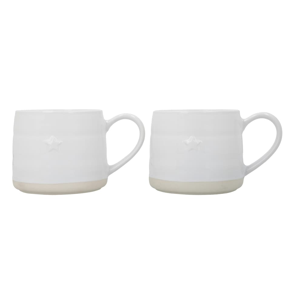 image 1 of Mikasa Mug Set White Stoneware 380ml Set of 2