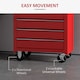 image 4 of HOMCOM 5 Drawer Tool Box, Lockable Steel Tool Chest on Wheels, Rolling Chest Cabinet with 5 Drawers and Handle for Workshop, Garage, Red | Red | 1