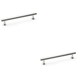 image 1 of 2 PACK - Round T Bar Pull Handle - Polished Nickel 160mm Centres SOLID BRASS Drawer Door