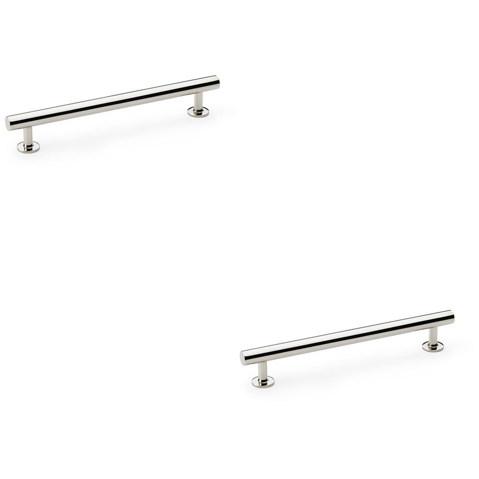 image 1 of 2 PACK - Round T Bar Pull Handle - Polished Nickel 160mm Centres SOLID BRASS Drawer Door