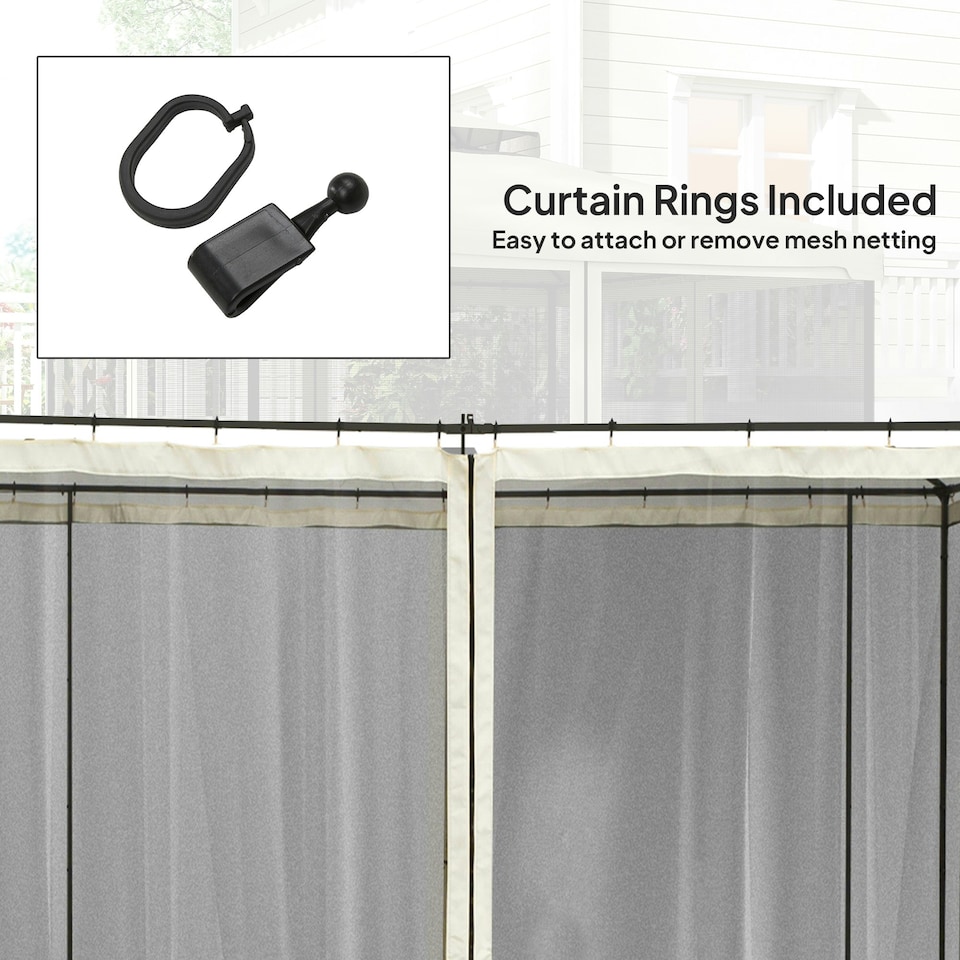image 1 of Outsunny 302 x 207cm Universal Replacement Gazebo Mesh Netting Screen Walls