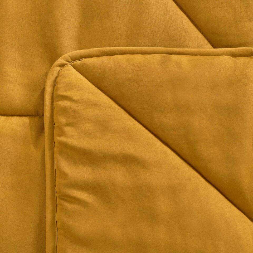 image 1 of OHS Coverless Quilted Geometric Embossed Soft Plush Cosy 7.5 Tog Washable Duvet Cover and Pillowcase Bedding Set Yellow | Ochre Yellow | Double