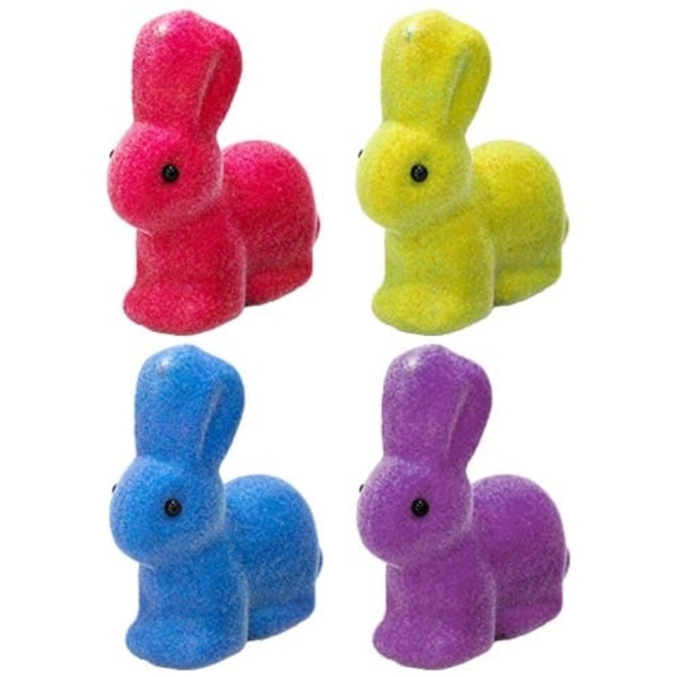 Easter Mini Flocked Bunny Decorations - Pack of 4