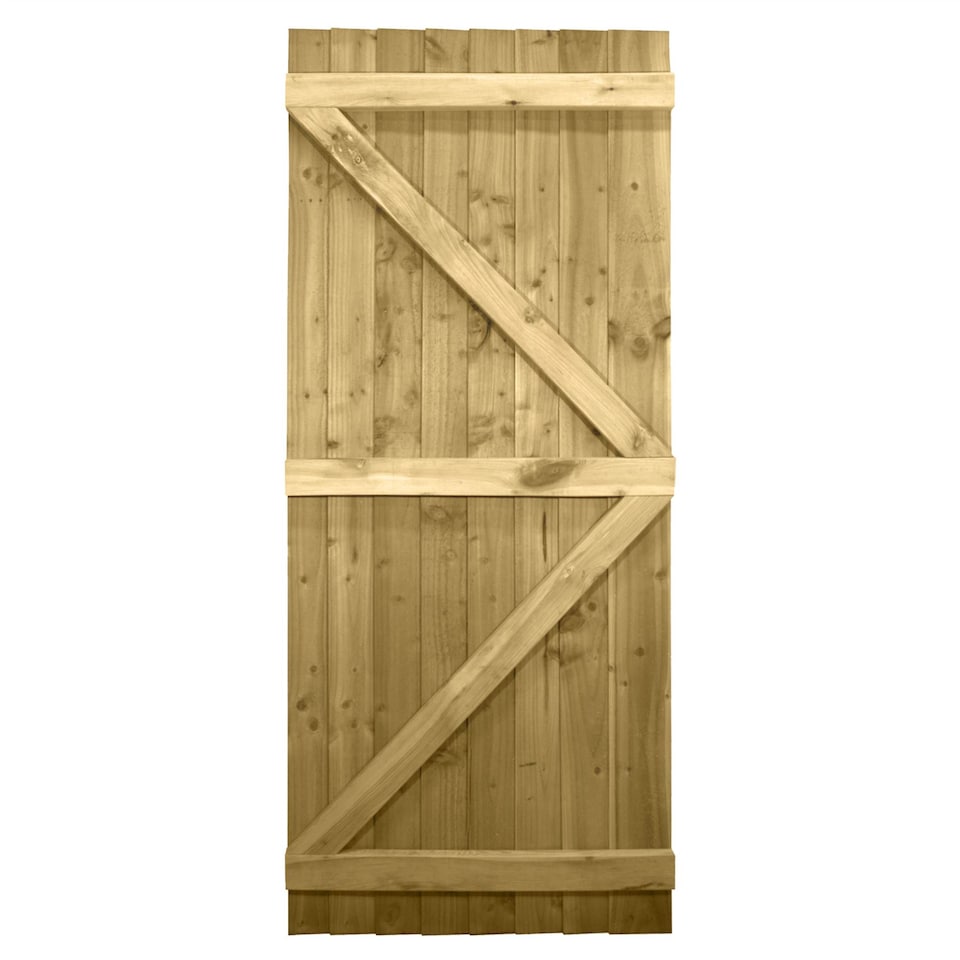 image 1 of Flat Top Wooden Garden Gate 6ft x 2.5ft Feather Edge Semi-Braced Treated Door