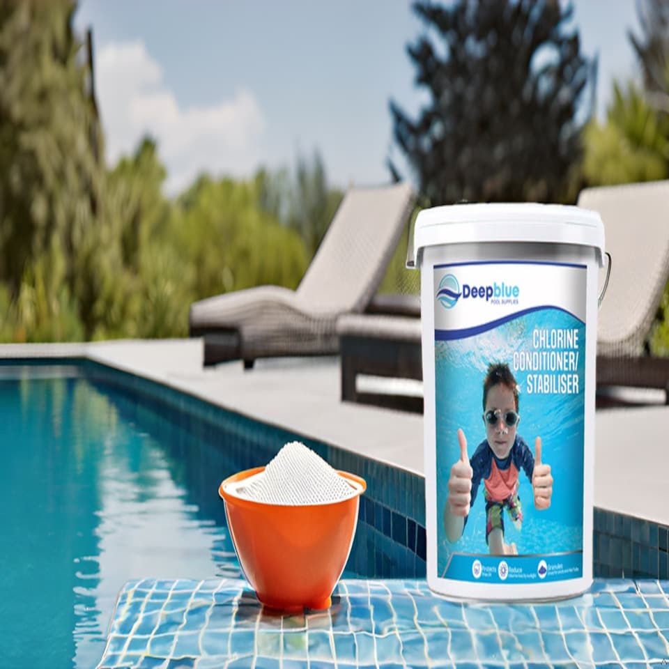 image 1 of 1Kg Deep Blue Pro Chlorine stabiliser / Conditioner - Prevents chlorine loss to UV rays in your pool spa hottub