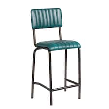 Creme Mid Bar Stool - Ribbed - Lascari Teal Blue