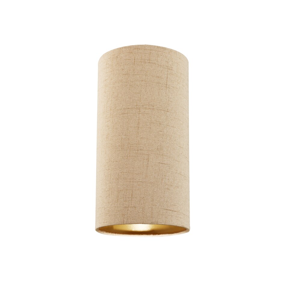 image 1 of Modern and Stylish Stitched Effect Taupe Linen Fabric Cylindrical 25cm Lampshade | Cream | 10"