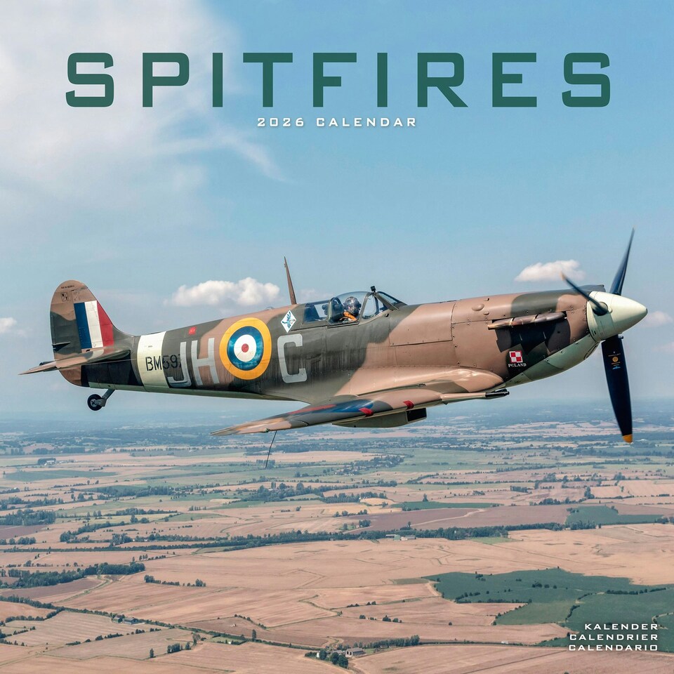 image 1 of Spitfires 2026 Calendar | Square Wall Calendar | Aircraft, Warplane Gift | Plastic Free Packaging | by Avonside Publishing