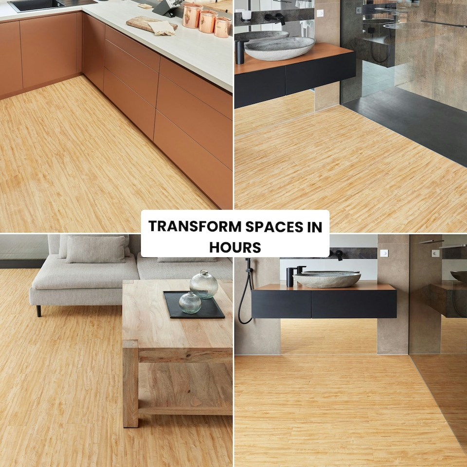 image 1 of NOVECRAFTO Self Adhesive Floor Planks | 36x5.98in (91.4x15.2cm) Each | Peel & Stick Vinyl Flooring | Honey Drift Timber Effect | Waterproof DIY Tiles Brown | 0.97 sqm