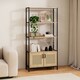 image 2 of Vonhaus Lena Rattan Effect Bookcase with 3 Open Shelves for Living Room | Brown