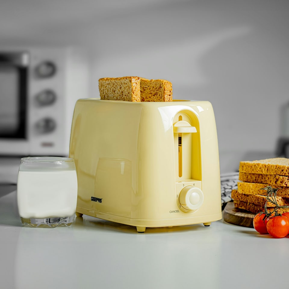 image 1 of GEEPAS 2 Slice Bread Toaster with 6 Level Browning Control - 650W,Beige