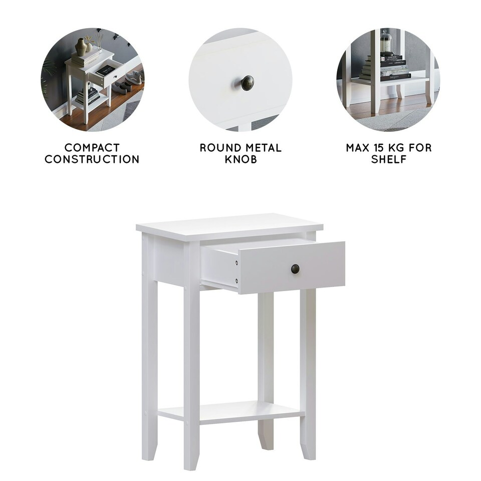 image 1 of Vida Designs Windsor 1 Drawer Console Table With Shelf, White
