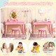 image 5 of COSTWAY Princess Vanity Table & Chair Set Kids Set Pink