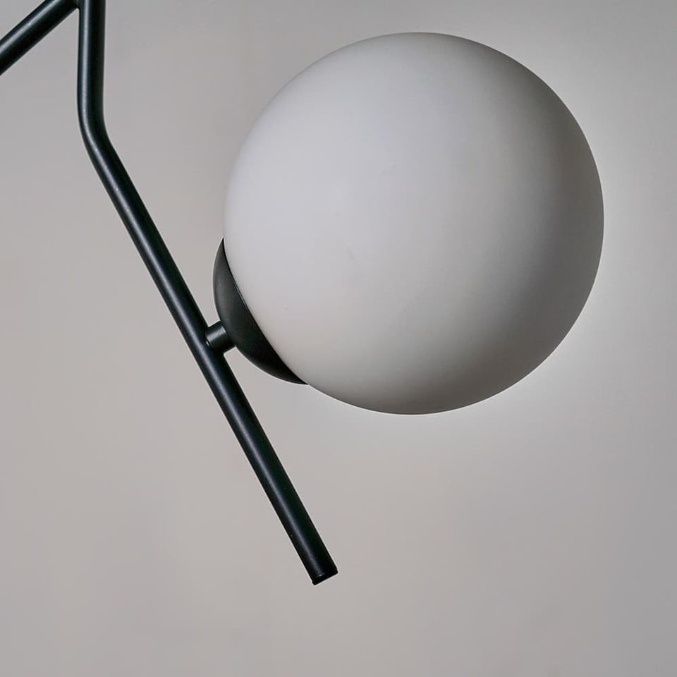 image 1 of ValueLights Beauworth 2 Way Hanging Bar Matte Black and Glass Globe Shade Ceiling Light Fitting