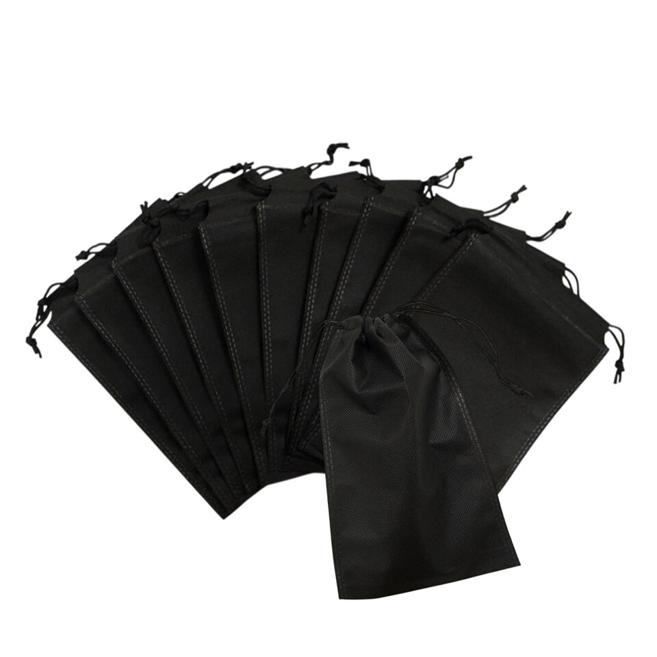 image 1 of Pack of 25 Black Coloured 20x15cm Non-Woven Drawstring Bags | Black