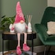 image 2 of 71cm Pink and Grey Sitting Christmas Gonk Decoration with Dangly Legs and Snowflake Hat