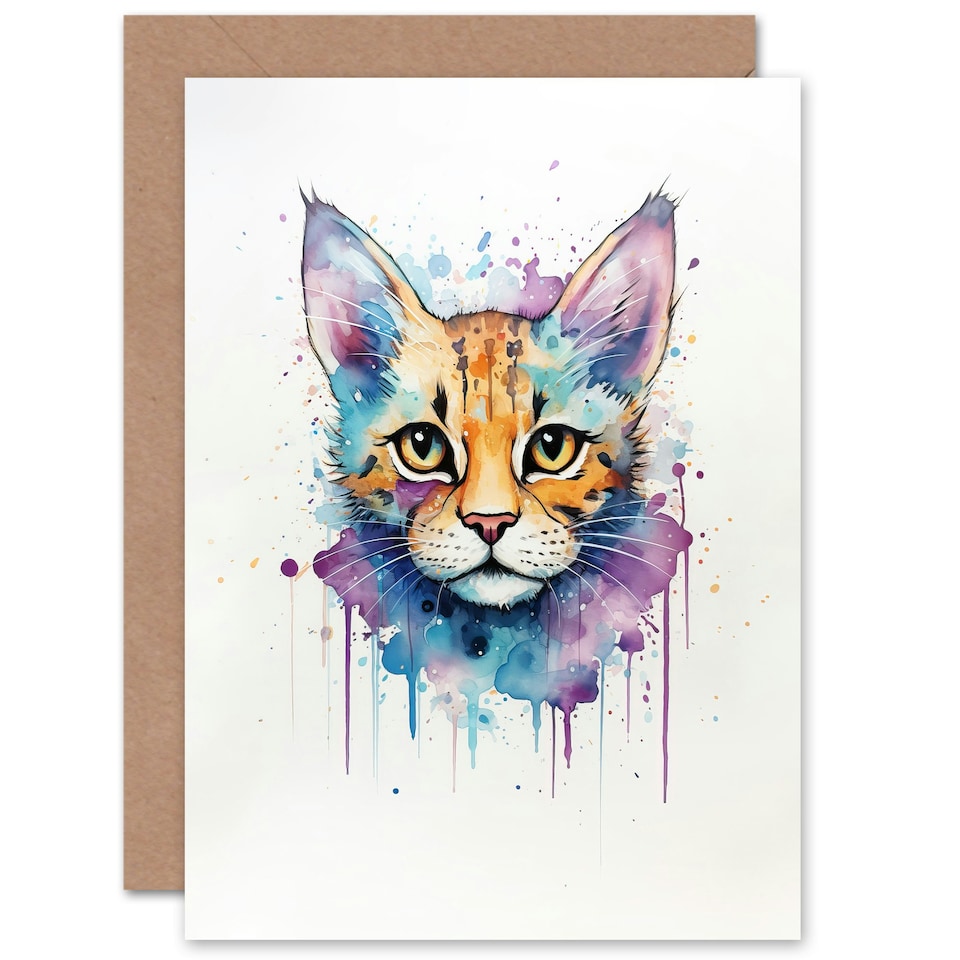 image 1 of Savannah Watercolour Pet Portrait Cat Lover Card