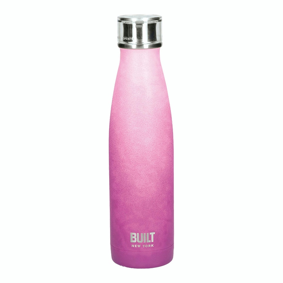 image 1 of Built Dbl Wall Water Bottle Pink & Purple Ombre 500ml