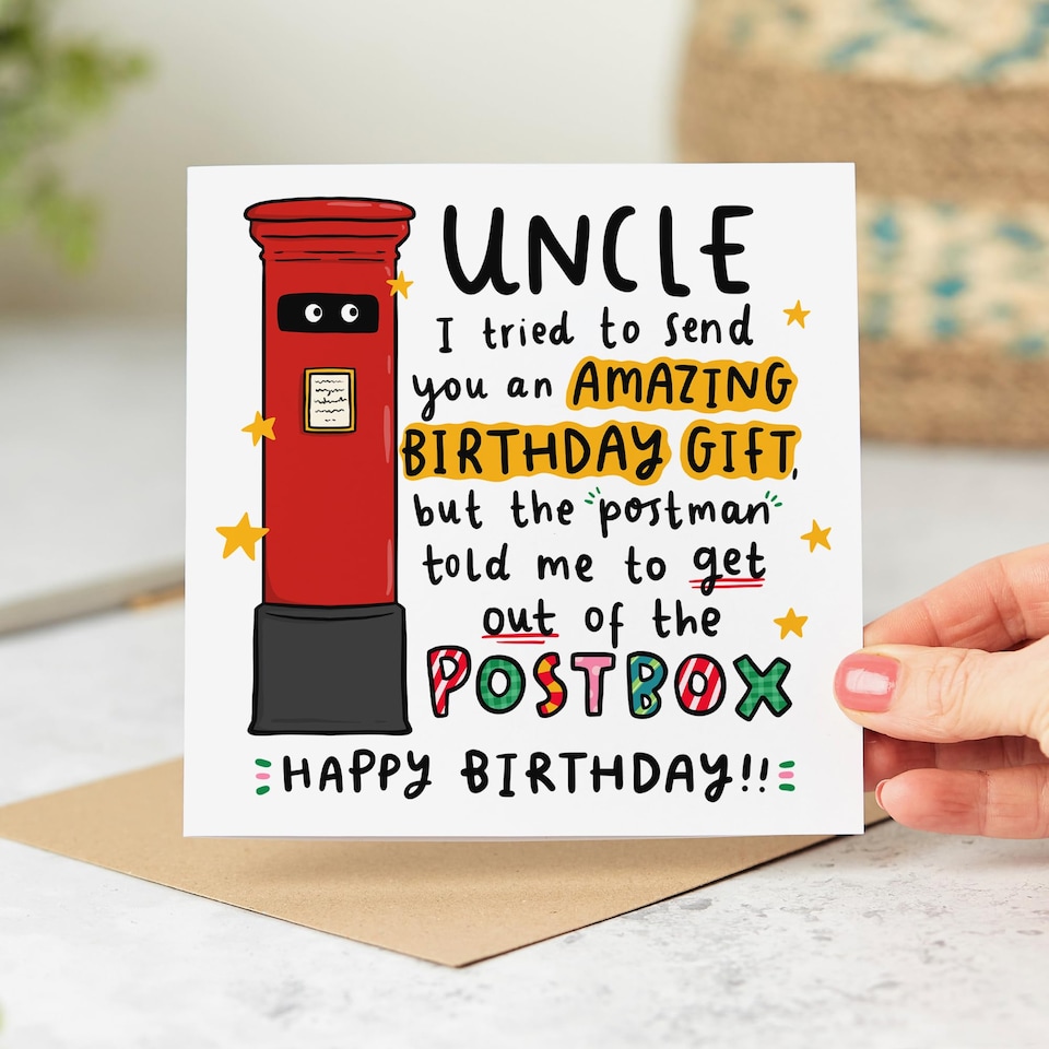image 1 of Funny Uncle Birthday Card - I Tried to Send You an Amazing Gift - Postbox Joke - Humorous Birthday Card for Uncle