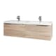 image 1 of 1200mm Bathroom Wall Mounted Drawer Unit and Twin Ceramic Basin Sonoma Oak (Central) - Brassware Not Included | Brown | Brown | 1