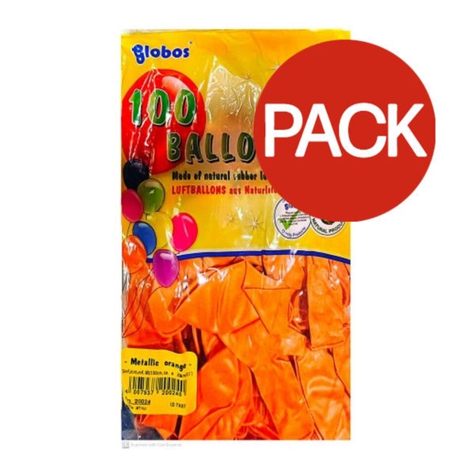 Globos Latex Plain Balloons (Pack of 100) - Orange - 11in