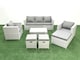 image 2 of Fimous Rattan Garden Outdoor Furniture Sofa Set with Rectangular Coffee Table 2 Chairs 3 Footstools Light Grey Mixed
