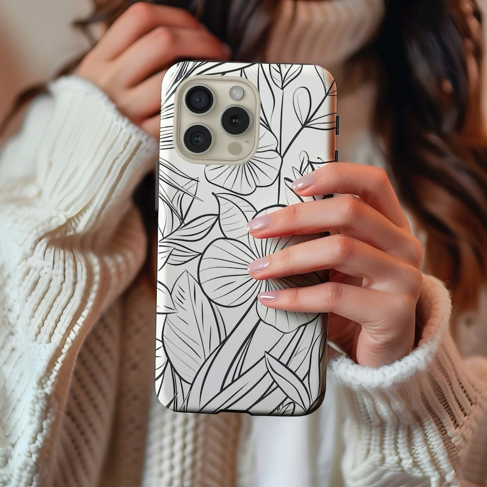 image 1 of Floral Sketch Phone Case | Black | iPhone 15 Pro
Magsafe | iPhone 15 Pro
Magsafe