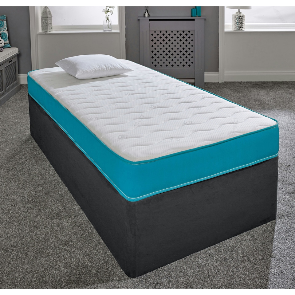 image 1 of Coil Sprung Hybrid Mattress - Medium Soft Comfort, Cooltouch Breathable Cover | Blue | Single