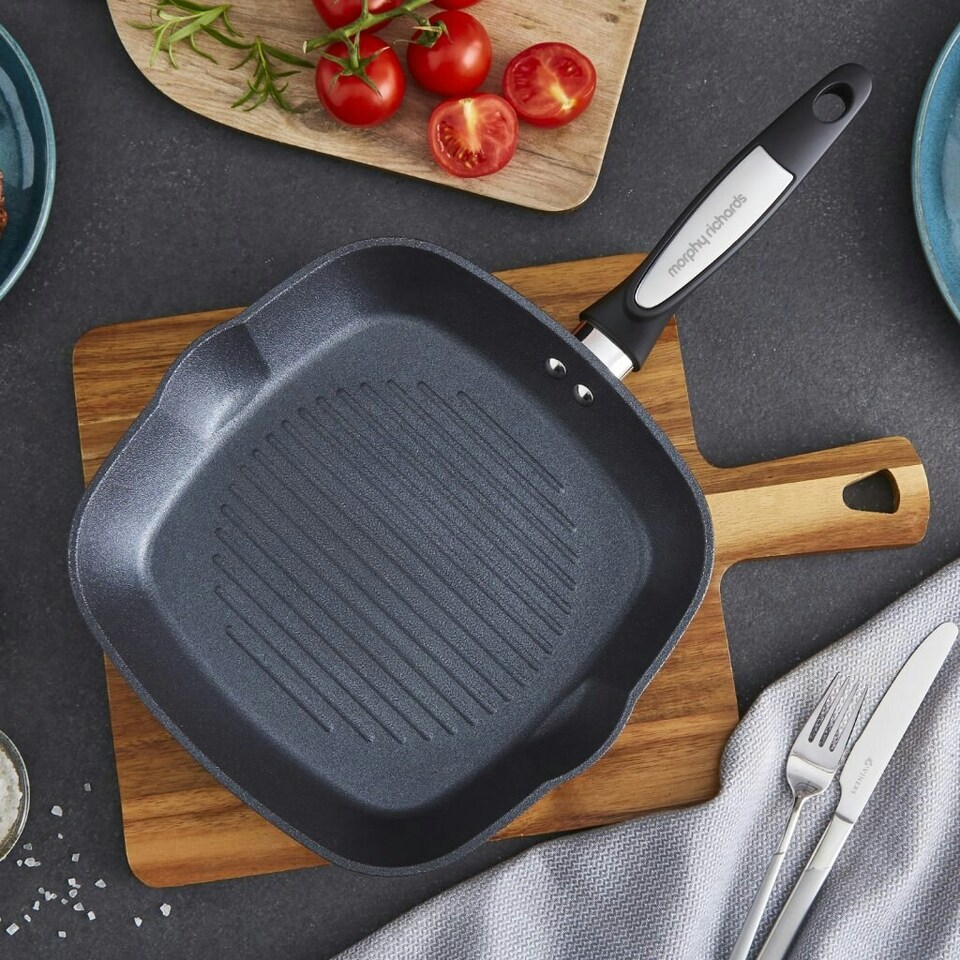 image 1 of Morphy Richards 26cm Forged Aluminium Black Square Grill Pan